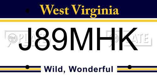 J89MHK West Virginia License Plate