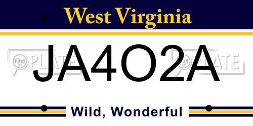JA4O2A West Virginia License Plate