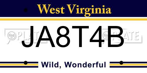 JA8T4B West Virginia License Plate