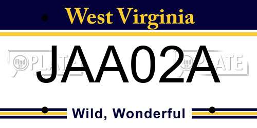 JAA02A West Virginia License Plate