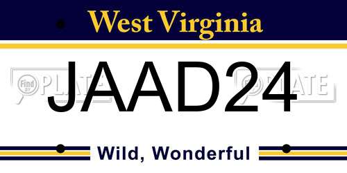 JAAD24 West Virginia License Plate