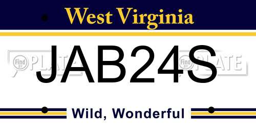 JAB24S West Virginia License Plate