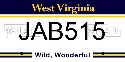 JAB515 West Virginia License Plate