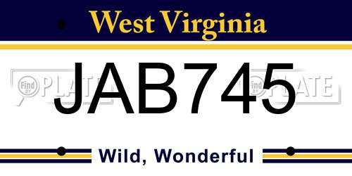 JAB745 West Virginia License Plate