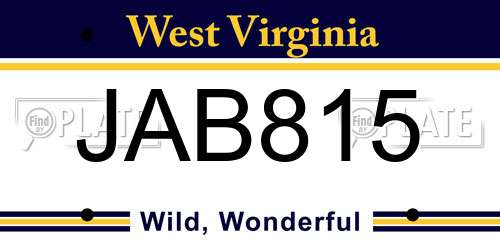 JAB815 West Virginia License Plate