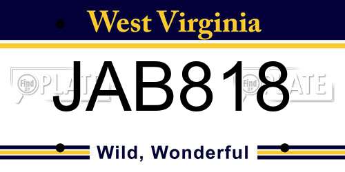 JAB818 West Virginia License Plate
