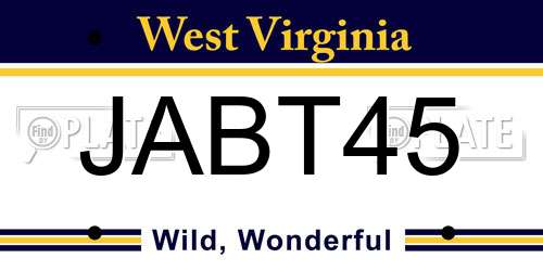 JABT45 West Virginia License Plate