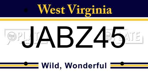 JABZ45 West Virginia License Plate