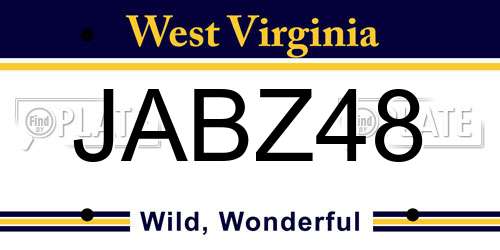 JABZ48 West Virginia License Plate