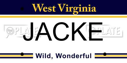 JACKE West Virginia License Plate