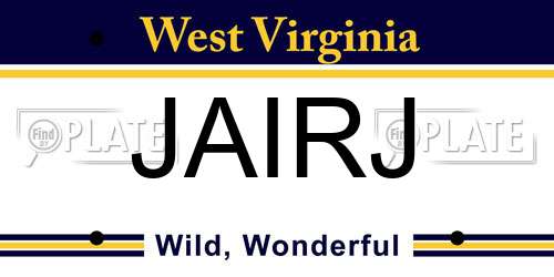 JAIRJ West Virginia License Plate