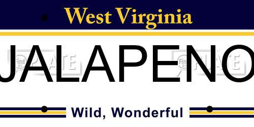 JALAPENO West Virginia License Plate