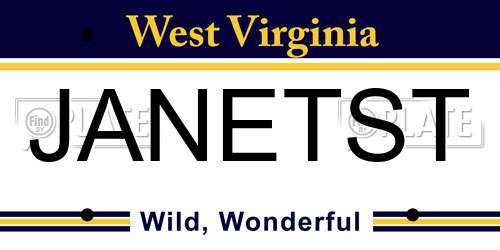 JANETST West Virginia License Plate