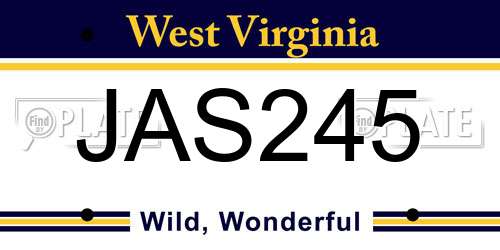 JAS245 West Virginia License Plate
