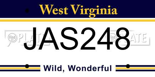 JAS248 West Virginia License Plate