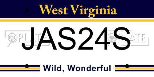 JAS24S West Virginia License Plate