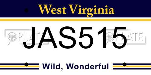 JAS515 West Virginia License Plate