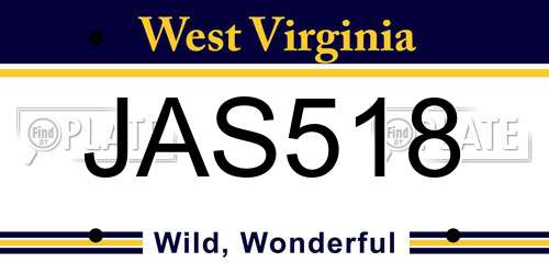 JAS518 West Virginia License Plate
