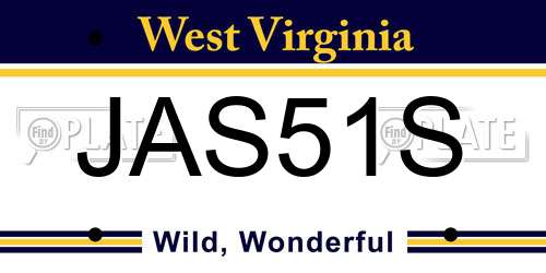 JAS51S West Virginia License Plate