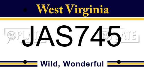 JAS745 West Virginia License Plate