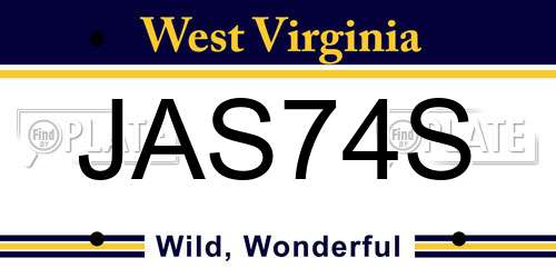 JAS74S West Virginia License Plate