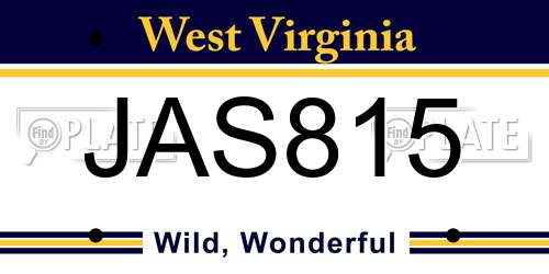 JAS815 West Virginia License Plate