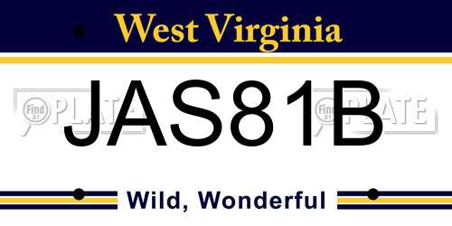 JAS81B West Virginia License Plate