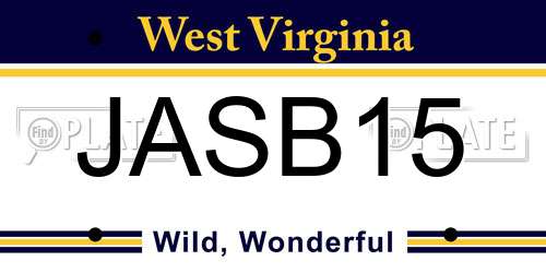 JASB15 West Virginia License Plate