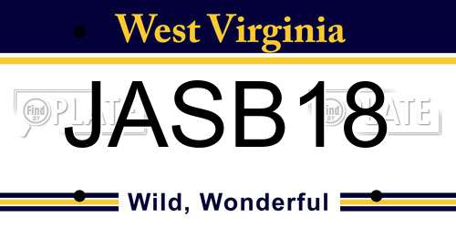JASB18 West Virginia License Plate