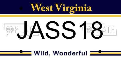 JASS18 West Virginia License Plate