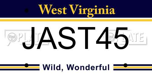 JAST45 West Virginia License Plate