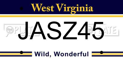 JASZ45 West Virginia License Plate