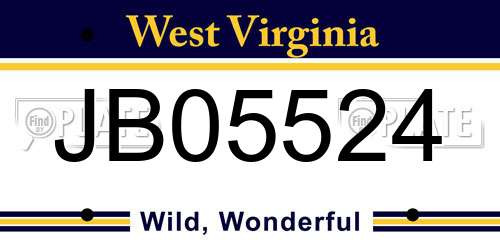 JB05524 West Virginia License Plate