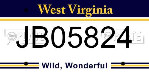 JB05824 West Virginia License Plate
