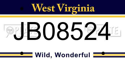 JB08524 West Virginia License Plate