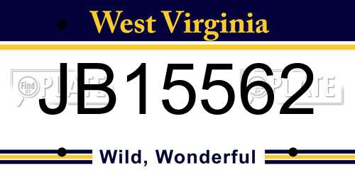 JB15562 West Virginia License Plate