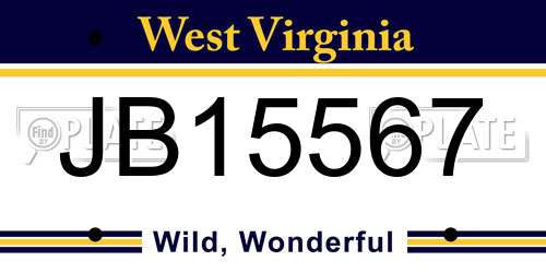 JB15567 West Virginia License Plate