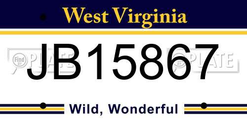 JB15867 West Virginia License Plate