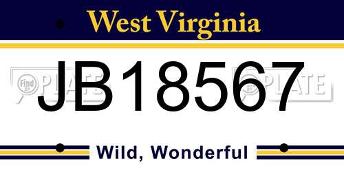 JB18567 West Virginia License Plate