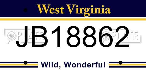 JB18862 West Virginia License Plate