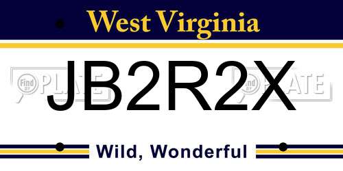 JB2R2X West Virginia License Plate