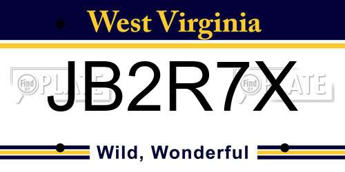 JB2R7X West Virginia License Plate