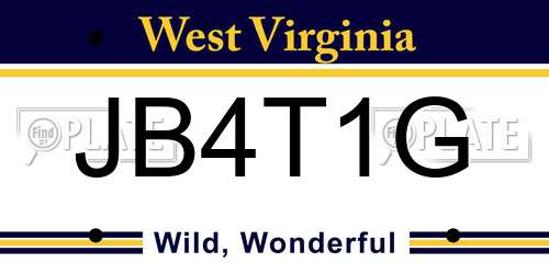 JB4T1G West Virginia License Plate