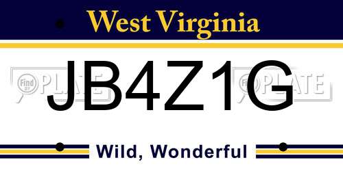 JB4Z1G West Virginia License Plate