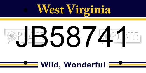 JB58741 West Virginia License Plate