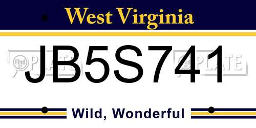 JB5S741 West Virginia License Plate