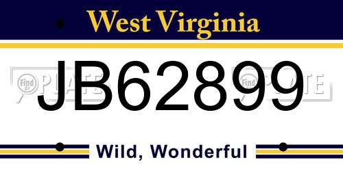 JB62899 West Virginia License Plate