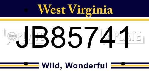 JB85741 West Virginia License Plate