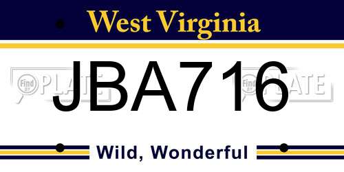 JBA716 West Virginia License Plate