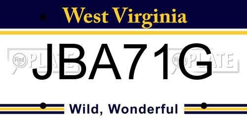 JBA71G West Virginia License Plate